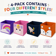 Load image into Gallery viewer, Cute Kids Toy Storage Bin Organizer, Collapsible, 11 in cube, Fits Most Cube Organizers