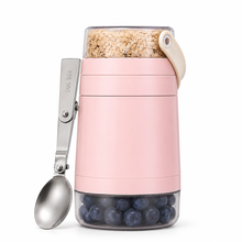 Load image into Gallery viewer, KitchenPrima Large 24oz 3-Tier Overnight Oats Container Set with Spoon and Handle, Pink
