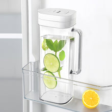 Load image into Gallery viewer, KitchenPrima SlimFit 2 Quart (2 Liter) pitcher with lid - Water jug for fridge door - Leakproof 64oz plastic pitcher with lid - Drink Container for Juice, Iced Tea, Coffee, BPA-Free Plastic, White
