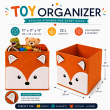 Load image into Gallery viewer, Cute Kids Toy Storage Bin Organizer, Collapsible, 11 in cube, Fits Most Cube Organizers
