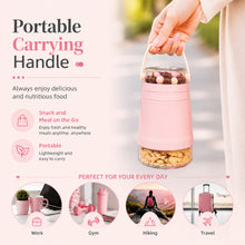 Load image into Gallery viewer, KitchenPrima Large 24oz 3-Tier Overnight Oats Container Set with Spoon and Handle, Pink