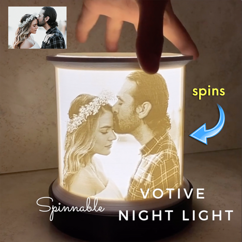 Custom Photo Spinnable Votive Night Light (3 photos per box) - Perfect Gift Idea for Birthdays, Weddings, Anniversaries, Memoriam, Memories - MCCHJoy Shop