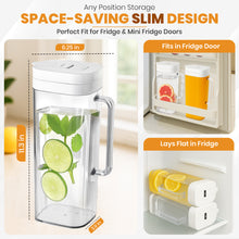 Load image into Gallery viewer, KitchenPrima SlimFit 2 Quart (2 Liter) pitcher with lid - Water jug for fridge door - Leakproof 64oz plastic pitcher with lid - Drink Container for Juice, Iced Tea, Coffee, BPA-Free Plastic, White
