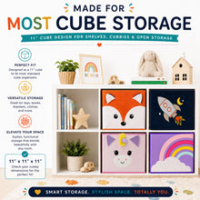Load image into Gallery viewer, Cute Kids Toy Storage Bin Organizer, Collapsible, 11 in cube, Fits Most Cube Organizers
