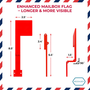 Folding Vertical Mailbox Flag, Wall Mounted Mailbox Flag, No Tools Needed, Sticks to Most Surfaces, 180 degree mailbox flag