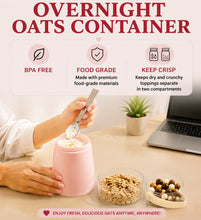 Load image into Gallery viewer, KitchenPrima Large 24oz 3-Tier Overnight Oats Container Set with Spoon and Handle, Pink
