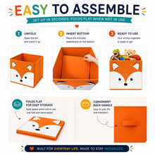 Load image into Gallery viewer, Cute Kids Toy Storage Bin Organizer, Collapsible, 11 in cube, Fits Most Cube Organizers
