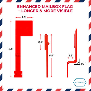 MCCHJoy Folding Vertical Mailbox Flag, Wall Mount Mailbox Flag, No Tools Required, Stick On Mailbox Flag, Sticks to Most Surfaces, Heavy Duty for Any Weather, Easy Assembly, 180 degree mailbox flag